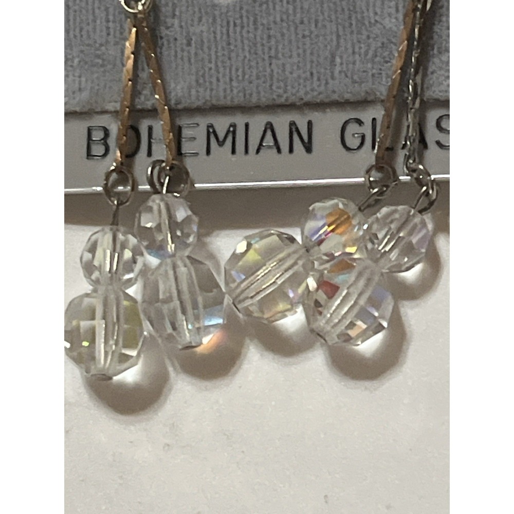 Vintage Bohemian Glass Crystal Dangle Earrings Renaissance Card